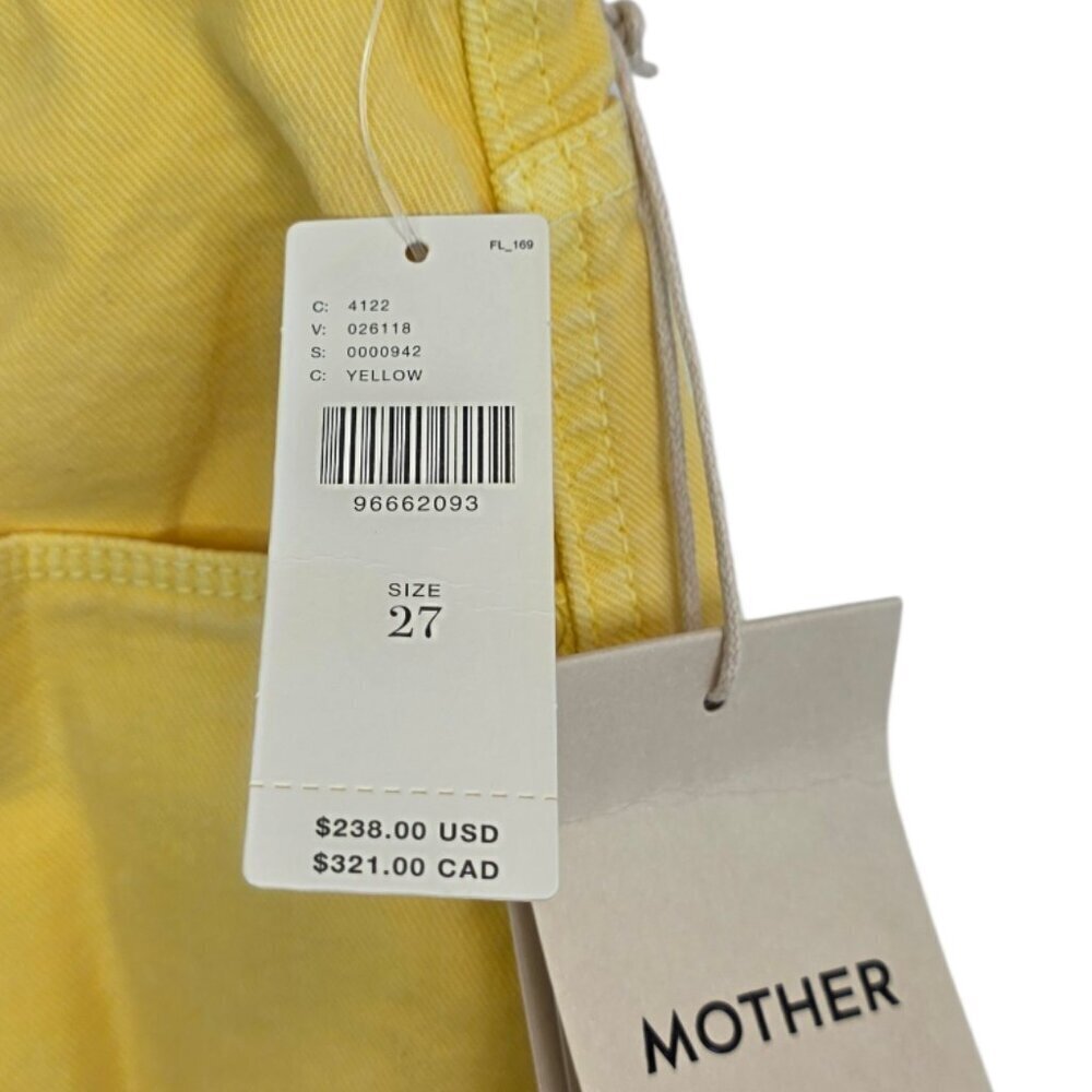MOTHER The Maven Wide Hem Ankle Jeans, Chalk It Up Sunshine, High Rise, Size 27 - Picture 6 of 14